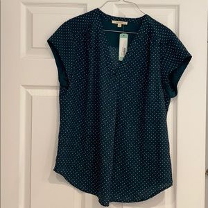 Dark green v neck blouse